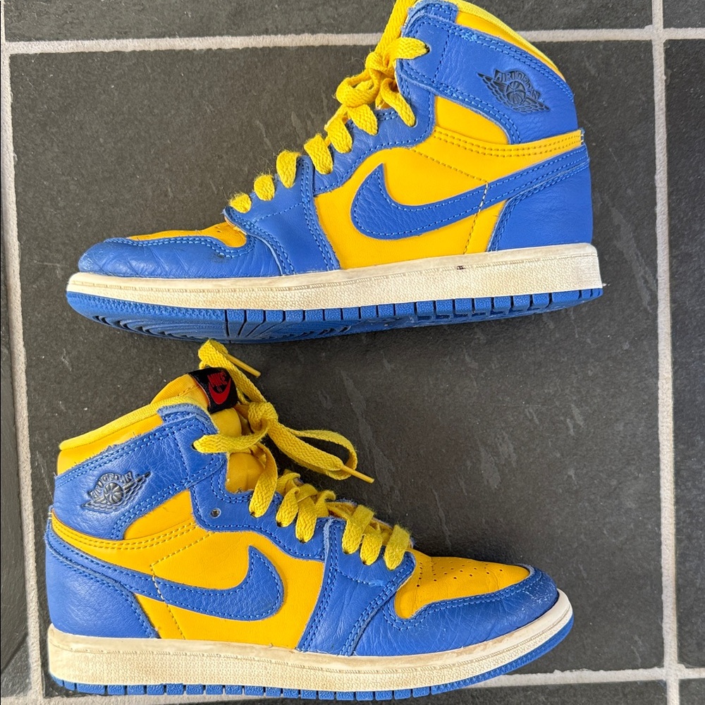 Nike Air Jordan Kids High-Top Sneakers in Blue and Yellow